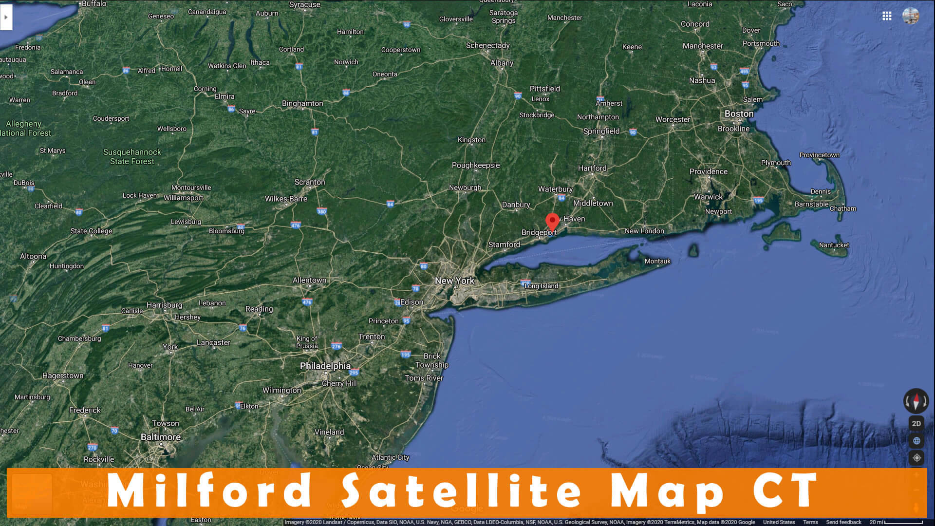 Milford Satellite Map CT
